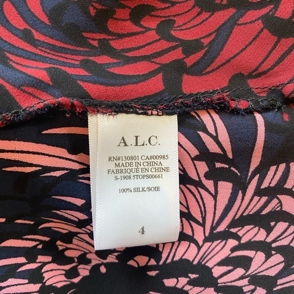 NWT ALC Beatrix Burgundy Floral 100% Silk Blouse Top - Picture 8 of 12